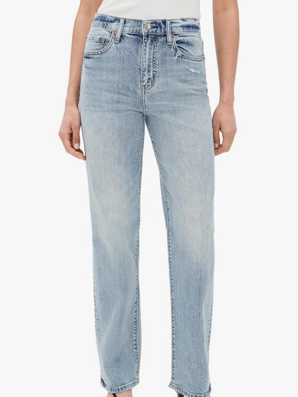 Classic High-Rise Straight Leg Jeans in Light Blue